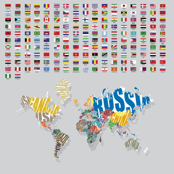 Wereld vlaggen alle — Stockvector