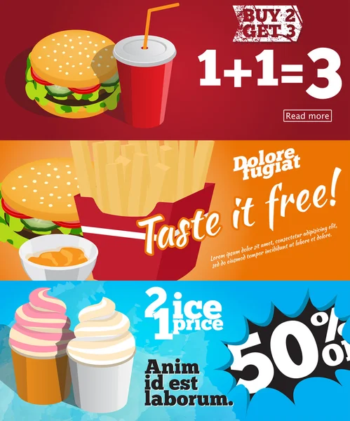 Banners set of fastfood — Stock Vector