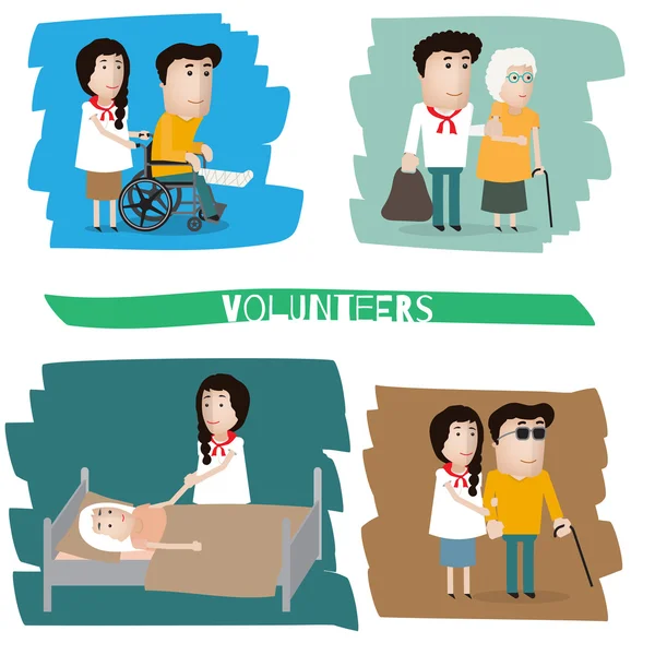 Ensemble de jeunes volontaires, format vectoriel eps10 — Image vectorielle