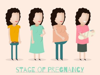 Vector illustration of pregnant female silhouettes. clipart