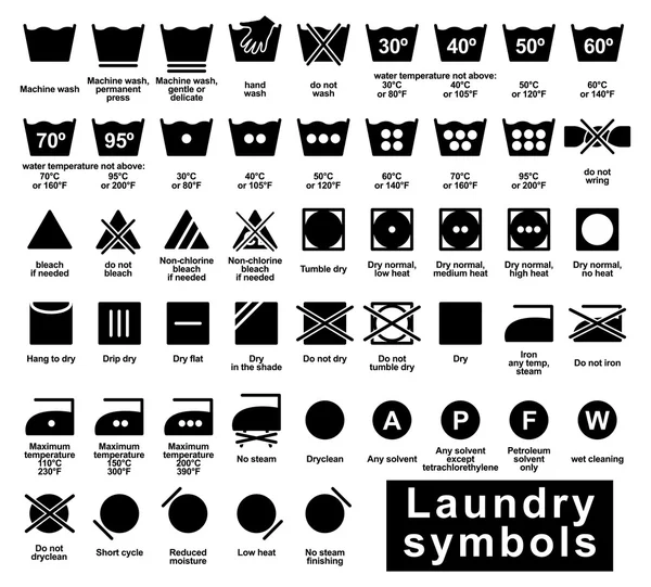 Juego de símbolos de lavandería — Vector de stock