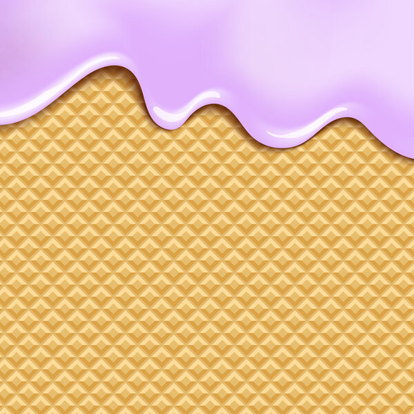 Вафли и струящийся белый шоколад, крем или йогурт - фон
.