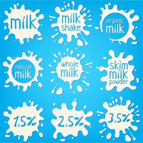 White milk splash and blot — Stock Vector