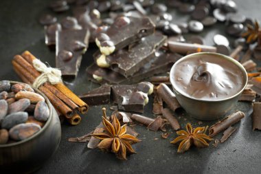 Cocoa beans on old background