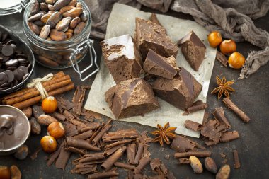 Cocoa beans on old background