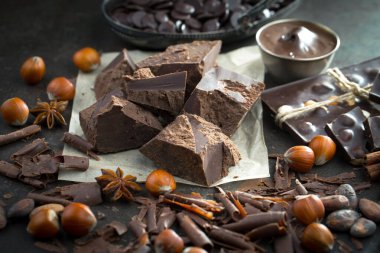 Cocoa beans on old background