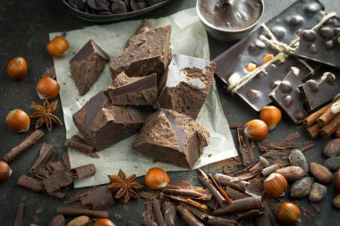 Cocoa beans on old background