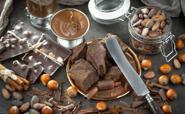 Cocoa beans on old background