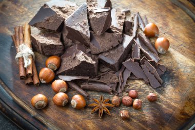 Cocoa beans on old background