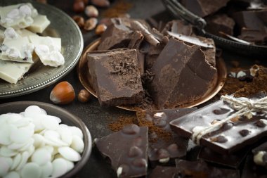 Cocoa beans on old background