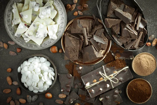 Cocoa beans on old background