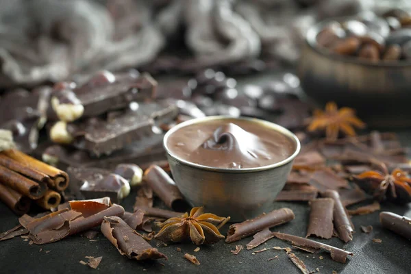 Cocoa beans on old background