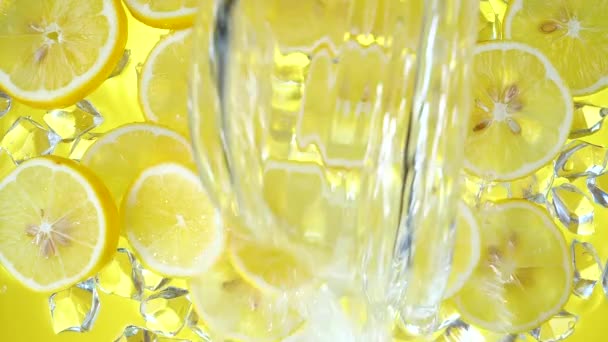 Lemon Slices Washed Ice Water — Stock Video