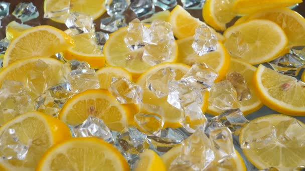 Lemon Slices Washed Ice Water — Stock Video