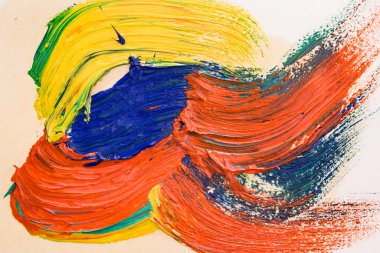 Yağlı boyalarla tuvale yapılan soyut fırça darbeleri.