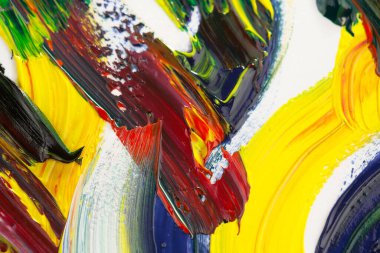 Yağlı boyalarla tuvale yapılan soyut fırça darbeleri.