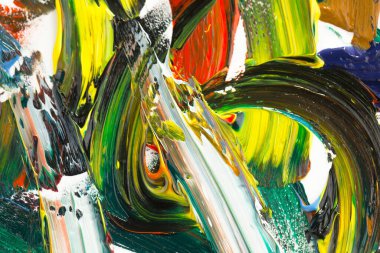 Yağlı boyalarla tuvale yapılan soyut fırça darbeleri.