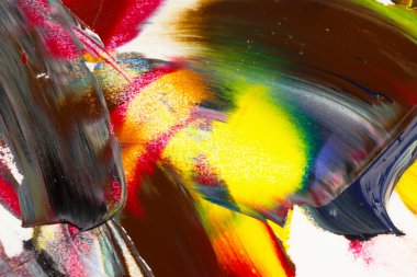 Yağlı boyalarla tuvale yapılan soyut fırça darbeleri.