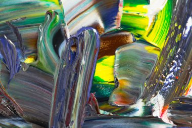 Yağlı boyalarla tuvale yapılan soyut fırça darbeleri.