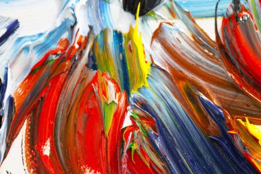 Yağlı boyalarla tuvale yapılan soyut fırça darbeleri.