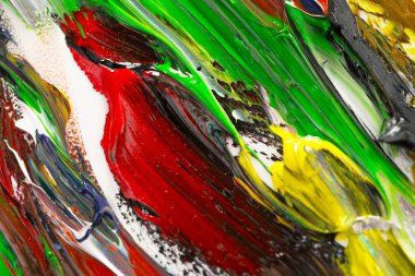 Yağlı boyalarla tuvale yapılan soyut fırça darbeleri.