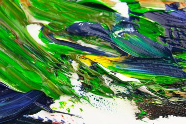 Yağlı boyalarla tuvale yapılan soyut fırça darbeleri.