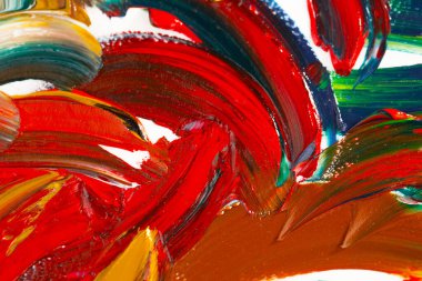 Yağlı boyalarla tuvale yapılan soyut fırça darbeleri.