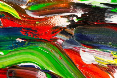 Yağlı boyalarla tuvale yapılan soyut fırça darbeleri.