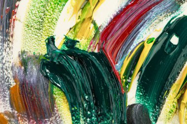 Yağlı boyalarla tuvale yapılan soyut fırça darbeleri.