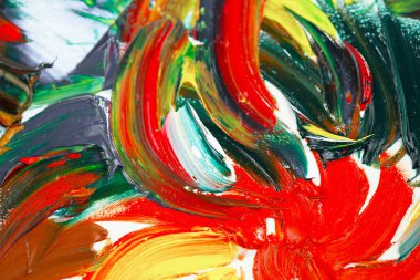 Yağlı boyalarla tuvale yapılan soyut fırça darbeleri.