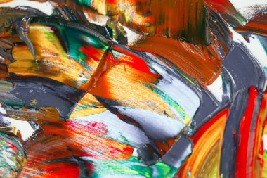 Yağlı boyalarla tuvale yapılan soyut fırça darbeleri.