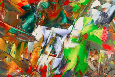 Yağlı boyalarla tuvale yapılan soyut fırça darbeleri.