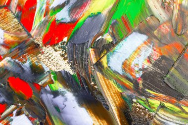 Yağlı boyalarla tuvale yapılan soyut fırça darbeleri.