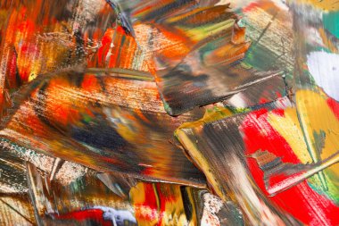 Yağlı boyalarla tuvale yapılan soyut fırça darbeleri.