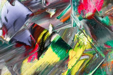 Yağlı boyalarla tuvale yapılan soyut fırça darbeleri.