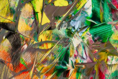 Yağlı boyalarla tuvale yapılan soyut fırça darbeleri.