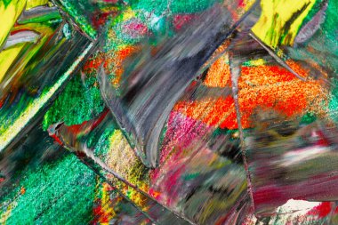 Yağlı boyalarla tuvale yapılan soyut fırça darbeleri.