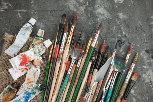 Brushes Paints Painting Old Background — Stock Photo, Image