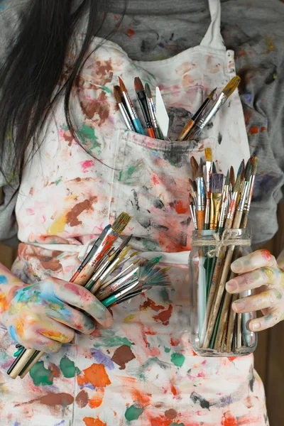 Woman Hand Paint Brush — Stock Photo, Image