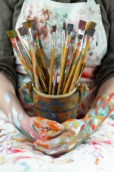 Woman Hand Paint Brush — Stock Photo, Image