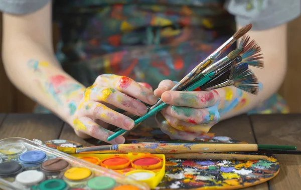 Woman Hand Paint Brush — Stock Photo, Image