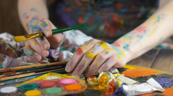 Woman Hand Paint Brush — Stock Photo, Image