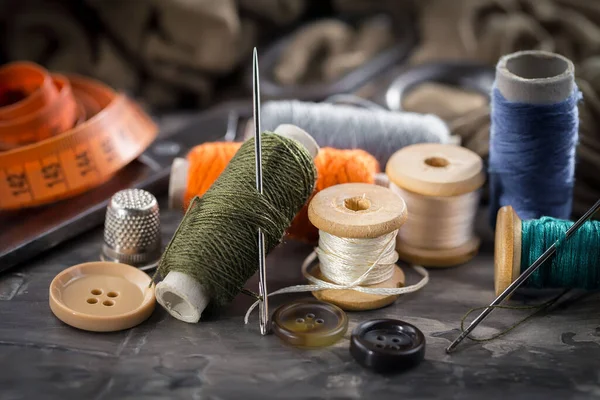 Threads Needles Sewing Items — Stock Photo, Image