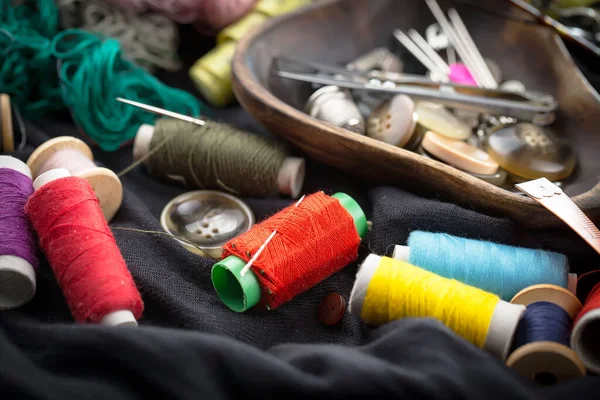 Threads Needles Sewing Items — Stock Photo, Image