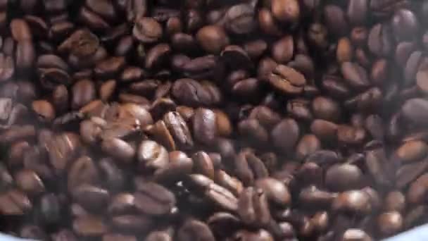 Roasted Coffee Beans Bouncing Slowly Board — Stock Video