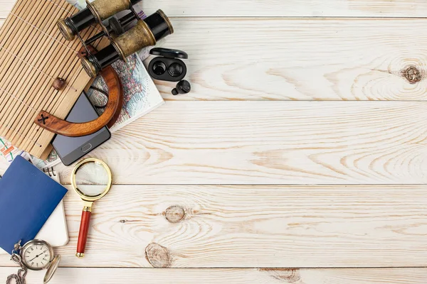 Itens Para Descansar Viajar Composição Mesa — Fotografia de Stock