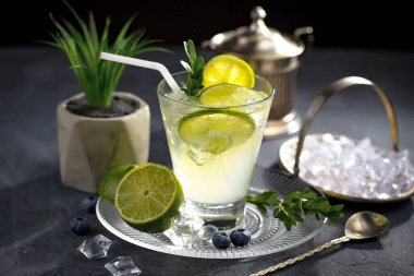 Ezilmiş buz ve narenciye ile ferahlatıcı yaz alkollü kokteyli