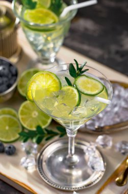 Ezilmiş buz ve narenciye ile ferahlatıcı yaz alkollü kokteyli