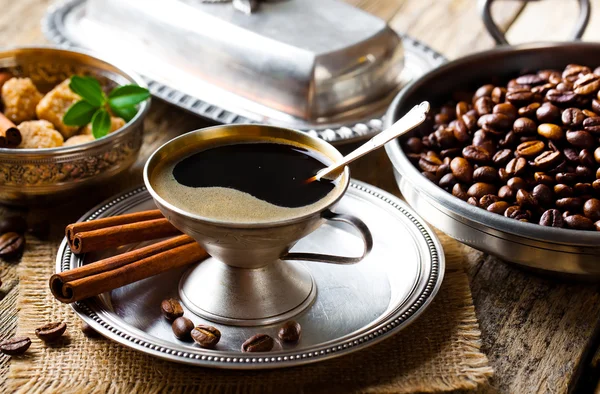 Zwarte koffie — Stockfoto