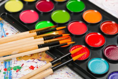 Boyalar ve fırçalar.